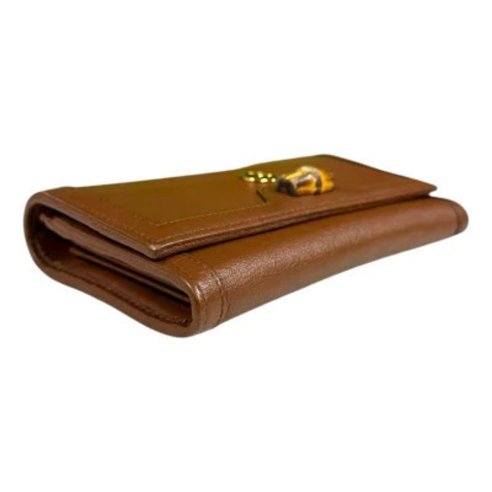 Gucci Shoulder Bamboo Bag Brown Leather Wallet Chain - Picture 6 of 8